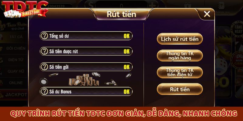 Quy trình rút tiền TDTC đơn giản, dễ dàng, nhanh chóng