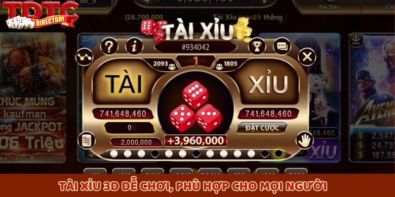 Tài xỉu 3D dễ chơi, phù hợp cho mọi người